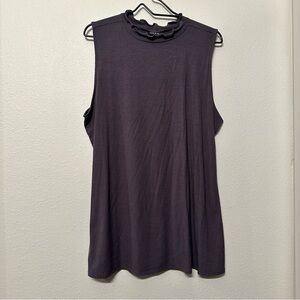 BNWT Torrid 3X Sleeveless Ruffled Mock Neck Top - Dark Gray